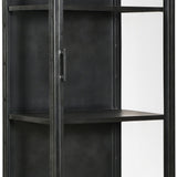Dovetail Pinet 78" Tall Gunmetal Iron and Glass Narrow Display Cabinet AY005