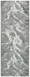 Azure Modern Metallic Marbled Area Runner, Silver/Beige, 2ft-10in x 7ft-10in