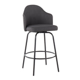 Ahoy Contemporary Fixed-Height Counter Stool in Black Metal and Charcoal Fabric by LumiSource - Set of 2