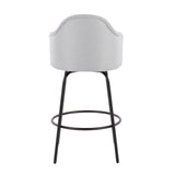 Ahoy Contemporary Fixed-Height Counter Stool in Black Metal and Light Grey Fabric by LumiSource - Set of 2