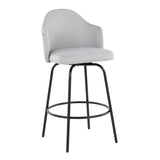 Ahoy Contemporary Fixed-Height Counter Stool in Black Metal and Light Grey Fabric by LumiSource - Set of 2