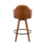 Ahoy Mid-Century Counter Stool in Walnut and Cream Faux Leather by LumiSource