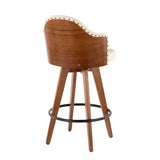 Ahoy Mid-Century Counter Stool in Walnut and Cream Faux Leather by LumiSource