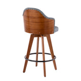 Ahoy Mid-Century Counter Stool in Walnut and Grey Faux Leather by LumiSource