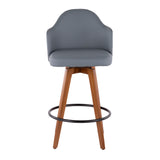 Ahoy Mid-Century Counter Stool in Walnut and Grey Faux Leather by LumiSource