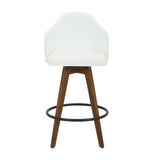 Ahoy Mid-Century Counter Stool in Walnut and White Fabric with Floral Design by LumiSource