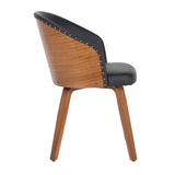 Ahoy Mid-Century Modern Side Chair in Walnut Bamboo and Black Faux Leather by LumiSource