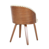 Ahoy Mid-Century Modern Side Chair in Walnut Bamboo and Cream Faux Leather by LumiSource