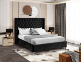 Aiden Velvet / Engineered Wood / Metal / Foam Contemporary Black Velvet Full Bed - 66" W x 81" D x 56" H