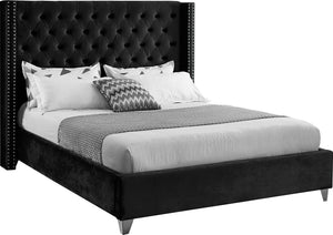 Aiden Velvet / Engineered Wood / Metal / Foam Contemporary Black Velvet King Bed - 88" W x 86" D x 56" H