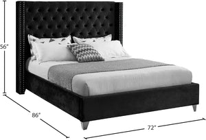Aiden Velvet / Engineered Wood / Metal / Foam Contemporary Black Velvet Queen Bed - 72" W x 86" D x 56" H