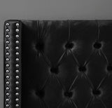 Aiden Velvet / Engineered Wood / Metal / Foam Contemporary Black Velvet Twin Bed - 50" W x 81" D x 56" H