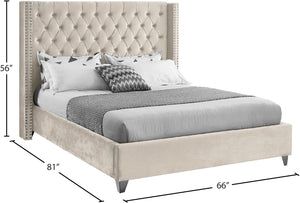 Aiden Velvet / Engineered Wood / Metal / Foam Contemporary Cream Velvet Full Bed - 66" W x 81" D x 56" H