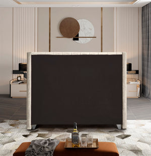 Aiden Velvet / Engineered Wood / Metal / Foam Contemporary Cream Velvet Full Bed - 66" W x 81" D x 56" H