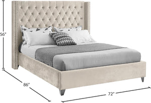 Aiden Velvet / Engineered Wood / Metal / Foam Contemporary Cream Velvet Queen Bed - 72" W x 86" D x 56" H
