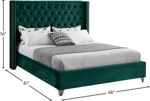 Aiden Velvet / Engineered Wood / Metal / Foam Contemporary Green Velvet Full Bed - 66" W x 81" D x 56" H