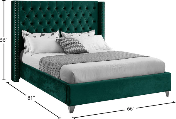Aiden Velvet / Engineered Wood / Metal / Foam Contemporary Green Velvet Full Bed - 66" W x 81" D x 56" H