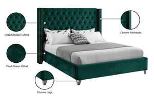 Aiden Velvet / Engineered Wood / Metal / Foam Contemporary Green Velvet Full Bed - 66" W x 81" D x 56" H