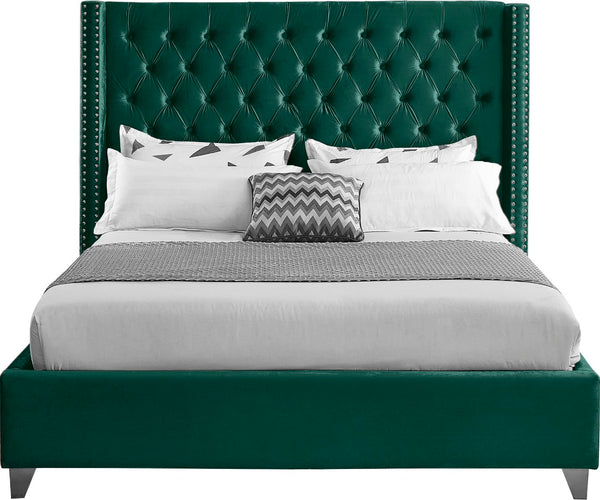 Aiden Velvet / Engineered Wood / Metal / Foam Contemporary Green Velvet Full Bed - 66" W x 81" D x 56" H