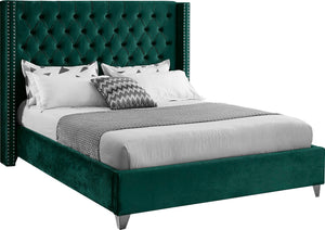 Aiden Velvet / Engineered Wood / Metal / Foam Contemporary Green Velvet King Bed - 88" W x 86" D x 56" H