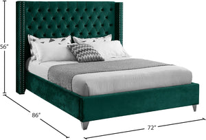 Aiden Velvet / Engineered Wood / Metal / Foam Contemporary Green Velvet Queen Bed - 72" W x 86" D x 56" H