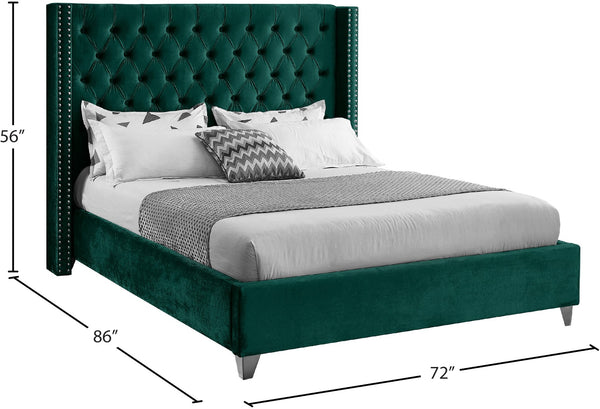 Aiden Velvet / Engineered Wood / Metal / Foam Contemporary Green Velvet Queen Bed - 72" W x 86" D x 56" H
