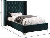 Aiden Velvet / Engineered Wood / Metal / Foam Contemporary Green Velvet Twin Bed - 50" W x 81" D x 56" H
