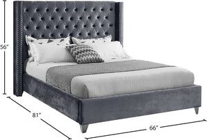Aiden Velvet / Engineered Wood / Metal / Foam Contemporary Grey Velvet Full Bed - 66" W x 81" D x 56" H