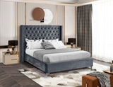 Aiden Velvet / Engineered Wood / Metal / Foam Contemporary Grey Velvet Full Bed - 66" W x 81" D x 56" H