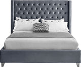 Aiden Velvet / Engineered Wood / Metal / Foam Contemporary Grey Velvet Queen Bed - 72" W x 86" D x 56" H
