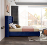 Aiden Velvet / Engineered Wood / Metal / Foam Contemporary Navy Velvet King Bed - 88" W x 86" D x 56" H