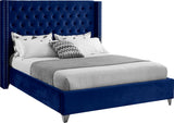 Aiden Velvet / Engineered Wood / Metal / Foam Contemporary Navy Velvet Queen Bed - 72" W x 86" D x 56" H