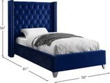Aiden Velvet / Engineered Wood / Metal / Foam Contemporary Navy Velvet Twin Bed - 50" W x 81" D x 56" H