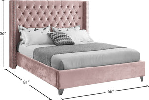 Aiden Velvet / Engineered Wood / Metal / Foam Contemporary Pink Velvet Full Bed - 66" W x 81" D x 56" H