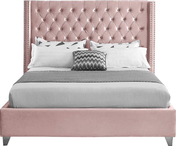 Aiden Velvet / Engineered Wood / Metal / Foam Contemporary Pink Velvet Full Bed - 66" W x 81" D x 56" H
