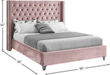 Aiden Velvet / Engineered Wood / Metal / Foam Contemporary Pink Velvet King Bed - 88" W x 86" D x 56" H