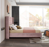 Aiden Velvet / Engineered Wood / Metal / Foam Contemporary Pink Velvet King Bed - 88" W x 86" D x 56" H