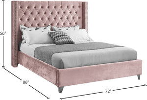 Aiden Velvet / Engineered Wood / Metal / Foam Contemporary Pink Velvet Queen Bed - 72" W x 86" D x 56" H