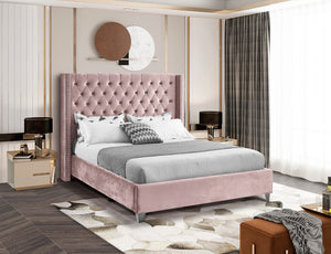 Aiden Velvet / Engineered Wood / Metal / Foam Contemporary Pink Velvet Queen Bed - 72" W x 86" D x 56" H