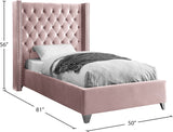 Aiden Velvet / Engineered Wood / Metal / Foam Contemporary Pink Velvet Twin Bed - 50" W x 81" D x 56" H