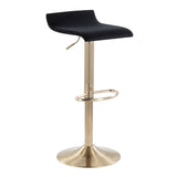 Ale Contemporary Adjustable Barstool in Gold Steel and Black Velvet by LumiSource - Set of 2
