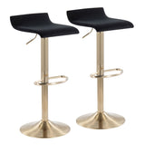 Ale Contemporary Adjustable Barstool in Gold Steel and Black Velvet by LumiSource - Set of 2
