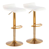 Ale Contemporary Adjustable Barstool in Gold Steel and Cream Velvet by LumiSource - Set of 2