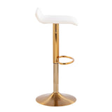 Ale Contemporary Adjustable Barstool in Gold Steel and Cream Velvet by LumiSource - Set of 2