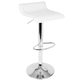 Ale Contemporary Adjustable Barstool in White PU Leather by LumiSource - Set of 2