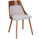 Anabelle Mid-Century Modern Dining/Accent Chair in Walnut and Grey Fabric by LumiSource