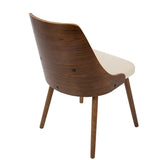 Anabelle Mid-Century Modern Dining/Accent Chair in Walnut and Cream Fabric by LumiSource
