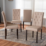 Baxton Studio Gardner Modern and Contemporary Dark Brown Finished Beige Fabric Upholstered Dining Chair (Set of 4)