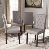 Baxton Studio Gardner Modern and Contemporary Dark Brown Finished Grey Fabric Upholstered Dining Chair (Set of 4)