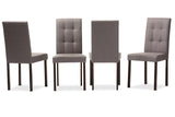 Baxton Studio Andrew Modern and Contemporary Grey Fabric Upholstered Grid-tufting Dining Chair (Set of 4)